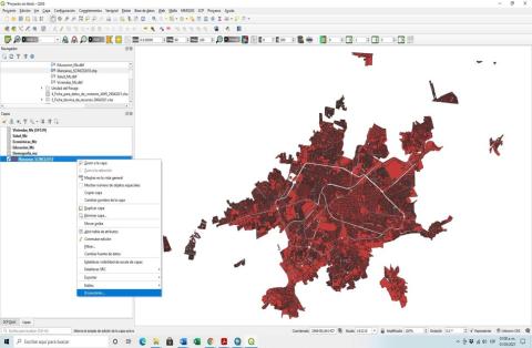 Vista de Programa QGis con herramientas